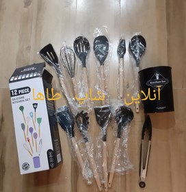 تصویر ست کفگیر و ملاقه سلیکونی ۱۲ پارچه kitchen Kitchen