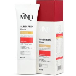 تصویر کرم ضد آفتاب با فاکتور حفاظتی 90 (SPF 90) مناسب پوست خشک بـژ تیره ام ان دی 40 میلی لیتر Sunscreen with SPF 90 for dry skin, dark beige, MND 40 ml