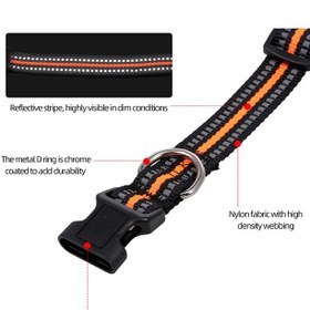 تصویر گردن‌بند قابل تنظیم منعکس‌کننده مشکی/نارنجی ۳۴ گرم برند generic Adjustable Reflective Collar Black/Orange 34grams