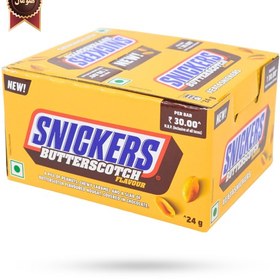 تصویر 24 عدد شکلات اسنیکرز snickers مدل تافی butterscotch وزن 24 گرم 