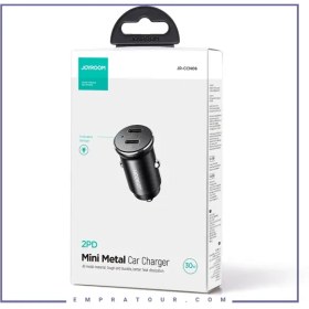 تصویر شارژر فندکی دو پورت 30 وات جویروم Joyroom Car charger 2xUSB-C JR-CCN06 