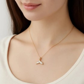 تصویر گردنبند طلایی دم وال نا متقارن استیل کد GA00001 