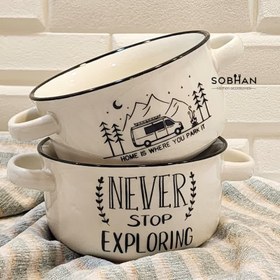 تصویر کاسه دسته دار سوپ خوری سرامیکی 