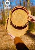 تصویر سینی حصیری دست‌بافت وارداتی | سینی حصیری دکوری و پذیرایی در سه سایز - سایز ۲۲ 