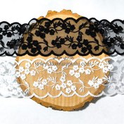 تصویر دانتل شیفون دو طرف هلال طرح بابونه (کد27) 