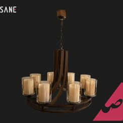 تصویر لوستر چوبی دارکار مدل رولت ۸ شعله 
