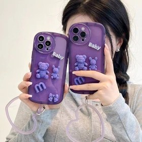 تصویر گارد موبایل مدل cute baby همراه با بند مچی - Iphone 14 pro max Mobile case model cute case