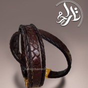 تصویر دستبند بافت ریز چرم طبیعی 