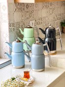 تصویر قوری و کتری تمام استیل برند NEZAZ محصول کشور ترکیه 