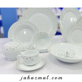 تصویر سرویس چینی زرین 12 نفره کامل کامومیلا Zarin Iran ItaliaF Clara-Plus 74 Pieces FDC Dinnerware-Set