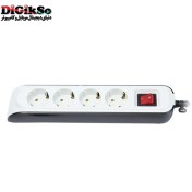 تصویر چهار خانه پارت الکتریک ارت دار با کلید و کابل 5 متری پارت الکتریک - PE8759