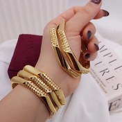 تصویر دستبند زنانه طرح هشت ضلعی آبکاری طلا ۲۴ عیار 