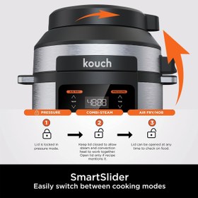 تصویر Kouch Germany Multicooker با SmartLid ، 6.5L ، 15 در 1 چندکوبر ، اجاق گاز فشار ، اجاق گاز فشار ، سرخ کن هوا گرم ، اجاق گاز آهسته ، کباب کردن ، پخت ، فولاد ضد زنگ ، KMC-2280 Kouch Germany Multicooker with SmartLid, 6.5L, 15-in-1 Multicooker, Pressure Cooker, Pressure Cooker, Airfryer Hot Air Fryer, Slow Cooker, Grilling, Baking, Stainless Steel, KMC-2280