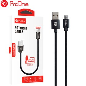 تصویر کابل تبدیل USB به microUSB پرووان مدل S01 طول 0.20 متر ProOne S01 USB To MicroUSB 0.20M