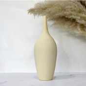 تصویر کوزه گلدان دکوری سفالی مدل سوزنی - کرم ا Decorative clay jar with needle model Decorative clay jar with needle model