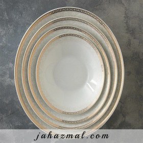 تصویر سرویس چینی زرین 6 نفره غذاخوری ریوا طلایی (30 پارچه) Zarin Iran Vinci-Elise Riva-Gold 30 Pieces Porcelain Dinnerware Set