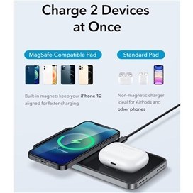 تصویر شارژر بیسیم رومیزی ESR 2-in-1 Magnetic Wireless Charger (HaloLock) 