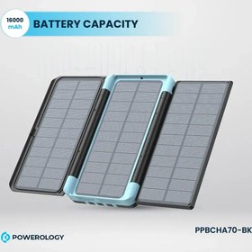 تصویر پاوربانک خورشیدی پاورولوژی مدل PP070 ظرفیت 16000 میلی آمپر ساعت POWER BANK SOLAR