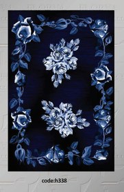 تصویر فرش پذیرایی طرح گل - 3*1 / مشکی و آبی / درجه یک 