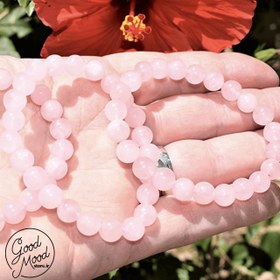 تصویر دستبند سنگ طبیعی رز کوارتز Rose Quartz Bracelet