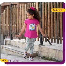 تصویر تیشرت شلوار دخترانه طرح حیوانات کد 937 Girls' t-shirt with animals design 937