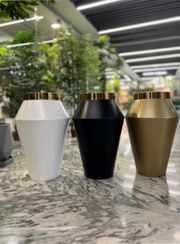 تصویر گلدان فایبرگلاس لبه طلایی - مدل روما 