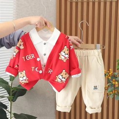 تصویر ست لباس اسپرت بچگانه کد ۴۳ رنگ قرمز و مشکی 