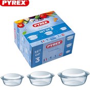 تصویر قابلمه 3 سایز پیرکس فرانسه برند PYREX فرانسه 