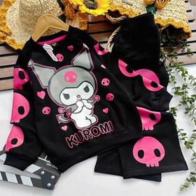 تصویر ست بلوز و شلوار دخترانه کرومی مناسب پاییز و زمستان رنگ سیاه 