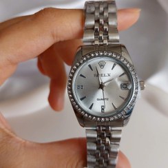 تصویر رولکس دور نگین گرد - سفید 