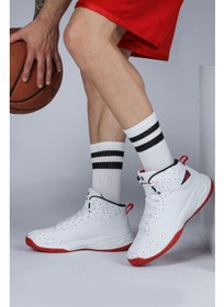 تصویر کفش ورزشی بسکتبال مردانه سفید و قرمز مدل 28531 برند jump 28531 White - Red Men's Basketball Sports Shoes