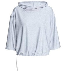 تصویر سویشرت زنانه کلاه‌دار جلو بسته طوسی H&M 