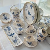 تصویر صبحانه خوری طرح پرستو آبی شش نفره 