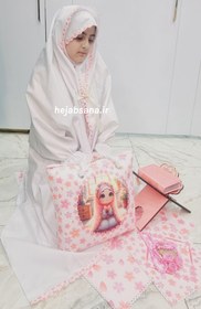 تصویر چادر جشن تکلیف نیایش به همراه کیف و سجاده مخمل - 155cm Taklif