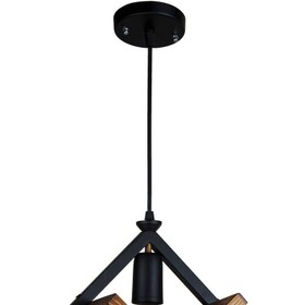 تصویر چراغ آویز چشمه نور مدل A2217/1 با کاسه چوبی تک شعله 