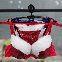 تصویر ست شورت وسوتین زنانه اسفنجی مدل فانتزی پشمی پولکی 