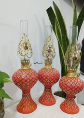 تصویر چراغ گردسوز سفالی نقطه کوبی - مدل پرکار - این محصول در تمامی رنگ ها قابل سفارش و اجرا میباشد / کوچک 