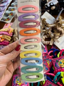 تصویر گیره مو دخترانه فانتزی رنگی ٨ عددی مدل lijie - رنگی بیضی 