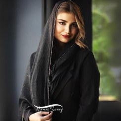 تصویر شال مشکی محرمی نخی وارداتی اورجینال 