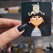 تصویر تگ زیورآلات _ گوشواره و گردنبند طرح دختر و گربه 