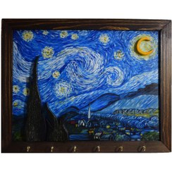 تصویر کاور جعبه فیوز چوبی دست ساز طرح تابلو نقاشی شب پرستاره کد 5299 