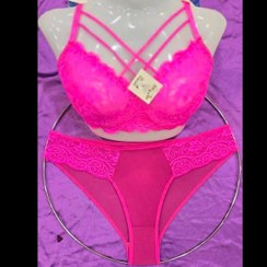 تصویر ست شورت و سوتین زنانه هارنس گیپوری رنگ صورتی سایز ۸۰ 