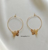 تصویر گوشواره حلقه ای آویز پروانه 