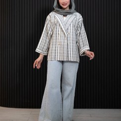 تصویر مانتو کتی لینن راه راه 