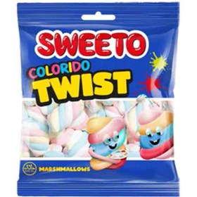 تصویر مارشمالو سویتو Sweeto Colorido Twist با طرح پیچ خوردگی رنگین کمان 60 گرم 