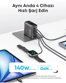 تصویر شارژر لپ تاپ 140 وات 4 پورت PD 3.1 خاکستری تیره A2697 Anker 