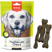 تصویر تشویقی دنتال ونپی طعم مرغ مدل مسواکی 100 گرمی wanpy Toothbrush Chews Chicken 100g