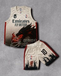 تصویر تاپ و شلوارک بسکتبالی مردانه Emirates مدل اژدها جنس پارچه سوزنی تنفسی 