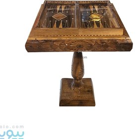 تصویر میز تخته نرد و شطرنج چوب گردو منبت کاری سنندج 