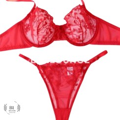 تصویر ست لباس زیر گیپور قلب برجسته 